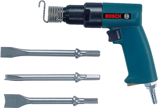 Pneumatic chisel hammer with case and chisel set