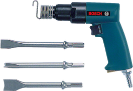 Pneumatic chisel hammer with case and chisel set