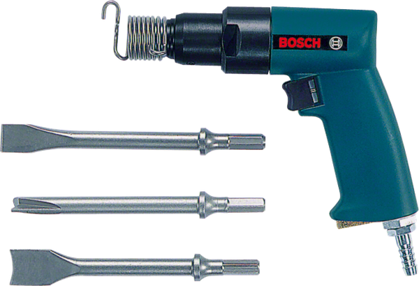 Pneumatic chisel hammer with case and chisel set