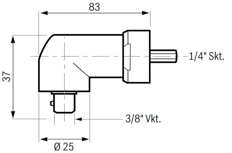 Angle head 3/8" - square drive