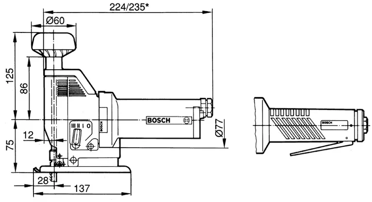 Pneumatic orbital jigsaw with lever switch